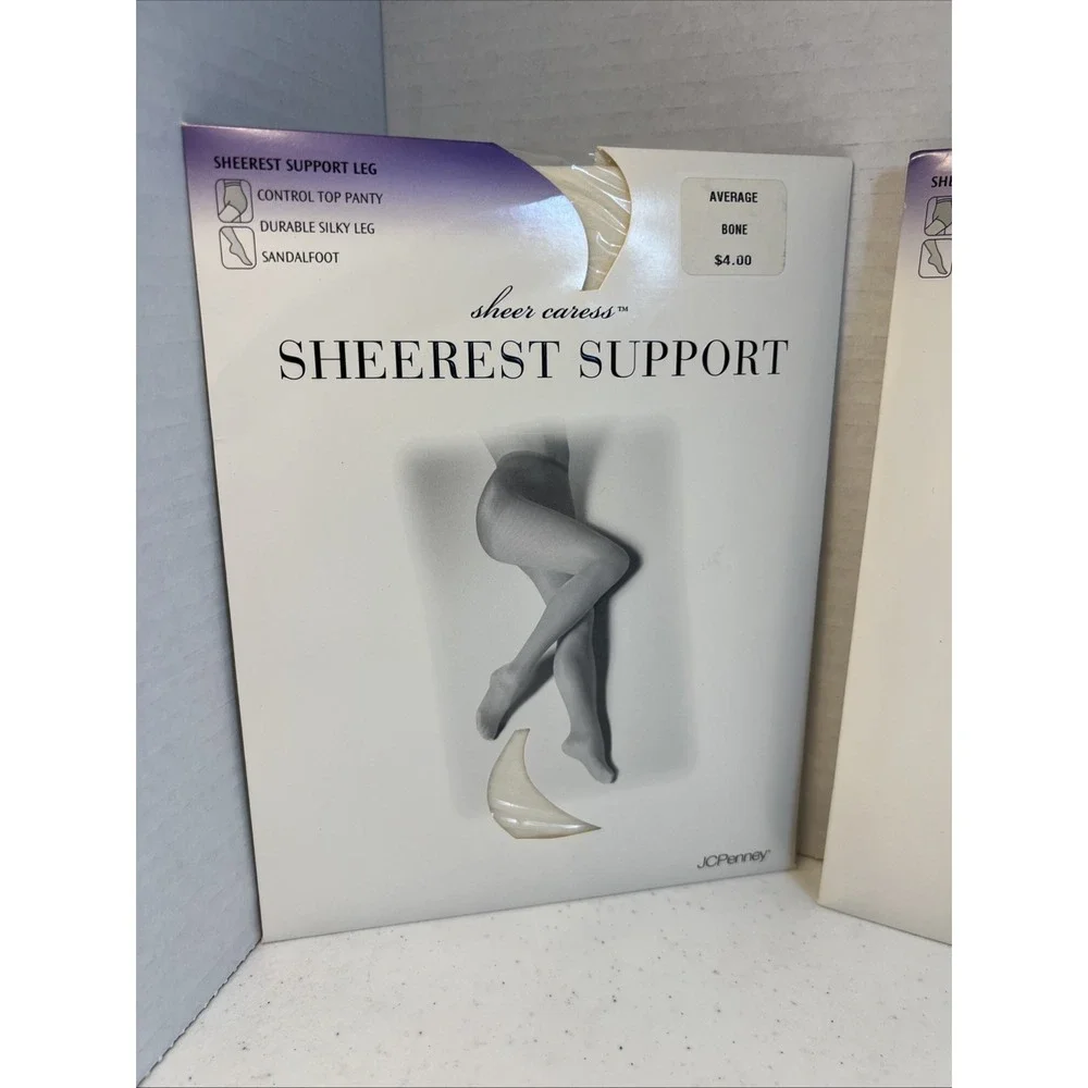 Sheer Caress Sheerest Support Pantyhose Bone White Mahogany Control Top Average